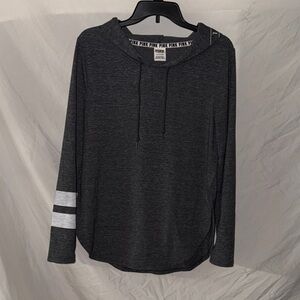 Victoria's Secret Pink Gray hooded Top, long sleeves.